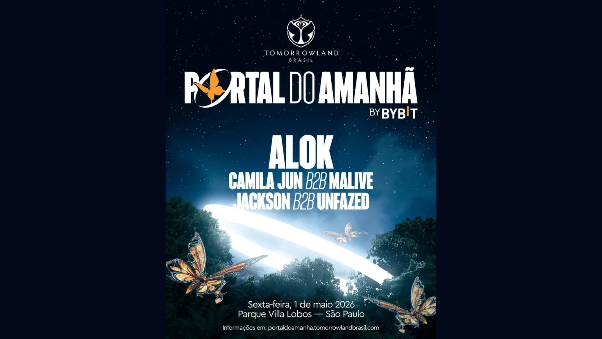 Cartaz do Portal do Amanhã by Bybit com o line-up da noite