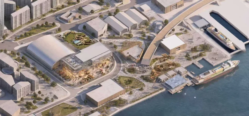 Imagem de projeto da nova área INS SEA, na beira do rio Huangpu, em Xangai
